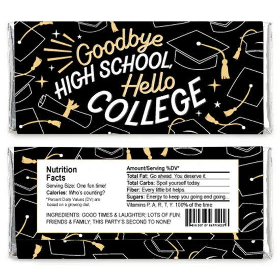 Big Dot of Happiness Goodbye High School, Hello College - Candy Bar Wrapper Graduation Party Favors - Set of 24 {3}