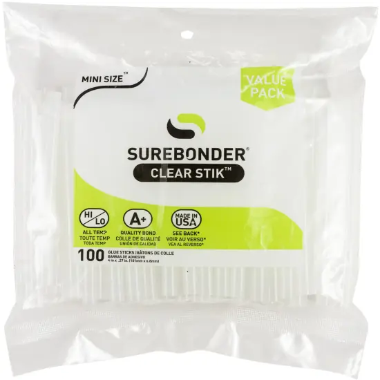 Surebonder All-Purpose Stik Mini Glue Sticks 100/Pkg-.28"X4" {1}