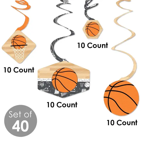 Big Dot of Happiness Nothin' but Net - Basketball - Baby Shower or Birthday Party Hanging Decor - Party Decoration Swirls - Set of 40 {6}