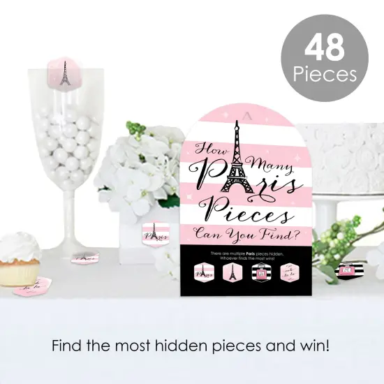 Big Dot of Happiness Paris, Ooh La La - Paris Themed Baby Shower or Birthday Party Scavenger Hunt - 1 Stand and 48 Game Pieces - Hide and Find Game {3}