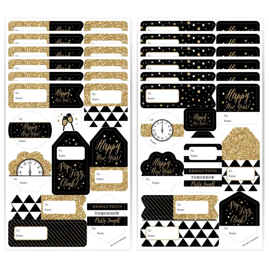 Big Dot of Happiness New Year&rsquo;s Eve - Gold - Assorted New Years Eve Party Gift Tag Labels - To and From Stickers - 12 Sheets - 120 Stickers {1}