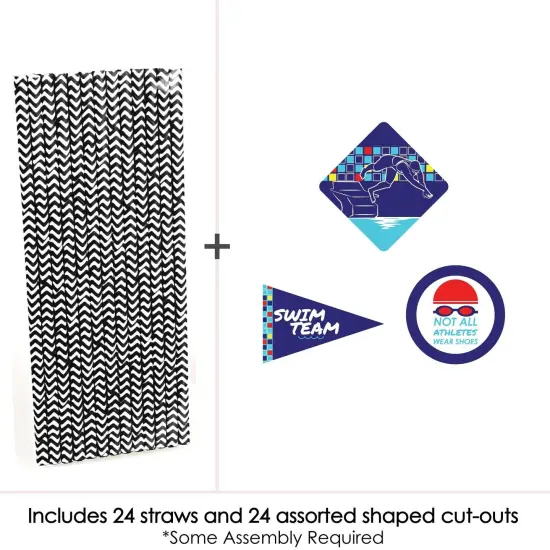 Big Dot of Happiness Making Waves - Swim Team - Paper Straw Decor - Swimming Party or Birthday Party Striped Decorative Straws - Set of 24 {4}