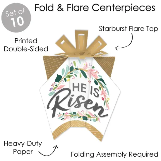 Big Dot of Happiness Religious Easter - Table Decorations - Christian Holiday Party Fold and Flare Centerpieces - 10 Count {4}