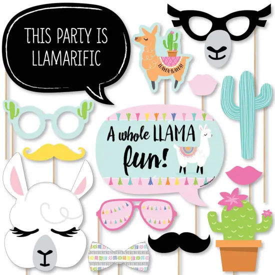 Big Dot of Happiness Whole Llama Fun - Llama Fiesta Baby Shower or Birthday Party Photo Booth Props Kit - 20 Count {1}