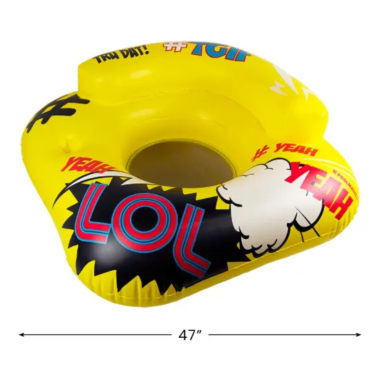 Pool Central 47" Inflatable Yellow and Black Teen Abbreviation Swimming Pool Lounge Chair {4}