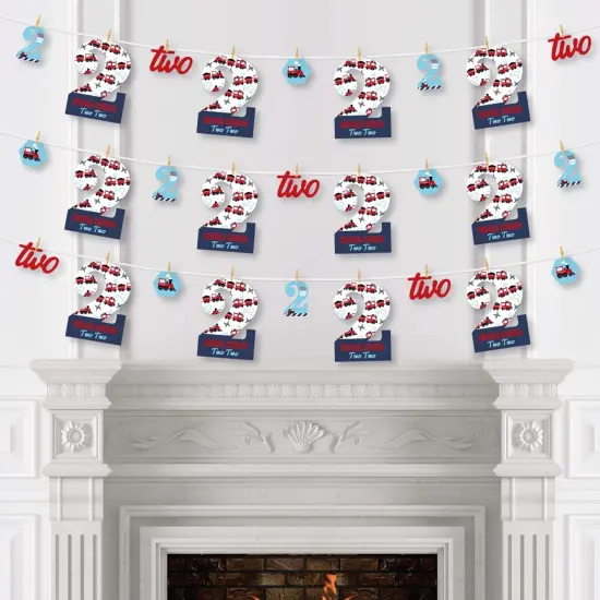 Big Dot of Happiness 2nd Birthday Railroad Party Crossing - Chugga Chugga Two Two - Train Birthday Party Decor - Clothespin Garland Banner - 44 Pieces {4}