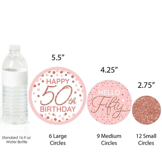 Big Dot of Happiness 50th Pink Rose Gold Birthday - Happy Birthday Party Giant Circle Confetti - Party Decorations - Large Confetti 27 Count {4}