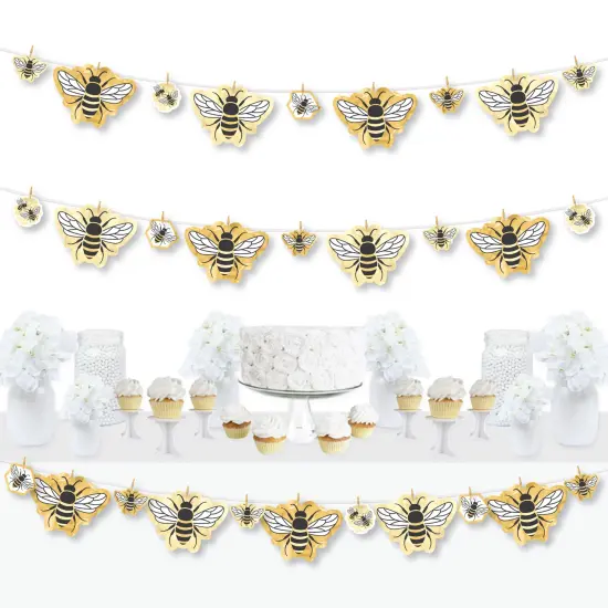Big Dot of Happiness Little Bumblebee - Bee Baby Shower or Birthday Party DIY Decorations - Clothespin Garland Banner - 44 Pieces {1}