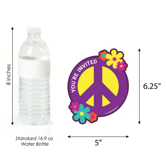 Big Dot of Happiness 60's Hippie - Shaped Fill-in Invitations - 1960s Groovy Party Invitation Cards with Envelopes - Set of 12 {6}