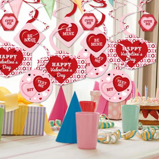 Big Dot of Happiness Conversation Hearts - Valentine's Day Party Hanging Decor - Party Decoration Swirls - Set of 40 {3}