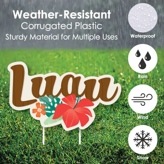 Big Dot of Happiness Tropical Luau - Tiki, Flower, and Leaf Lawn Decorations - Outdoor Hawaiian Beach Party Yard Decorations - 10 Piece {6}
