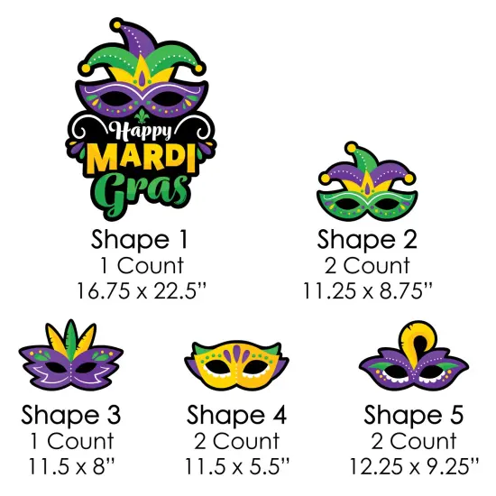 Big Dot of Happiness Colorful Mardi Gras Mask - Yard Sign and Outdoor Lawn Decorations - Masquerade Party Yard Signs - Set of 8 {7}