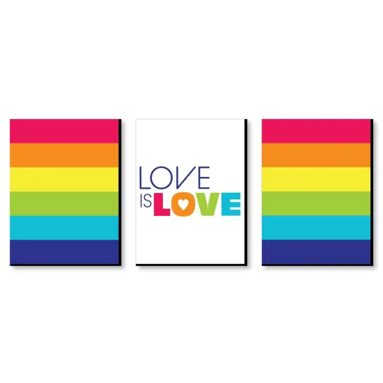 Big Dot of Happiness Love is Love - Pride - Wall Art and Rainbow Room Decor - 7.5 x 10 inches - Set of 3 Prints {1}