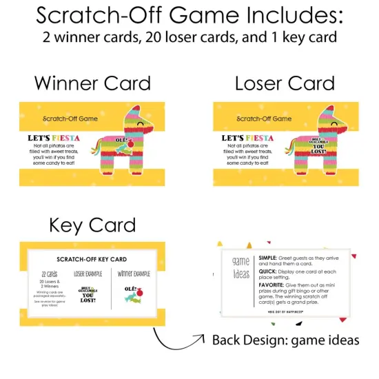 Big Dot of Happiness Let's Fiesta - Fiesta Party Game Scratch Off Cards - 22 Count {6}