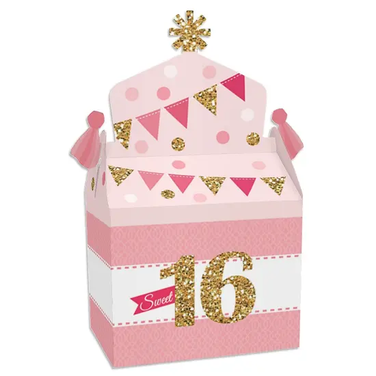 Big Dot of Happiness Sweet 16 - Treat Box Party Favors - 16th Birthday Party Goodie Gable Boxes - Set of 12 {1}