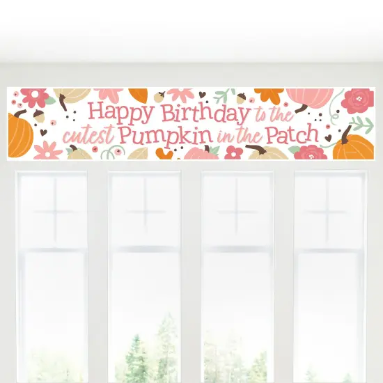 Big Dot of Happiness Girl Little Pumpkin - Happy Birthday Fall Birthday Decorations Party Banner {6}