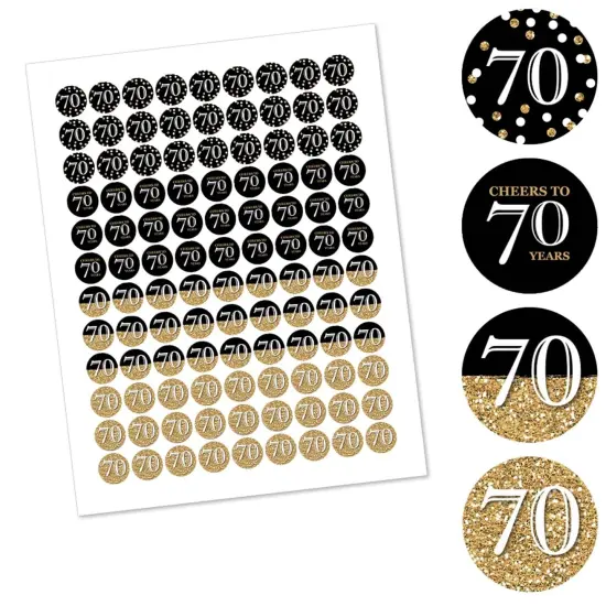 Big Dot of Happiness Adult 70th Birthday - Gold - Round Candy Sticker Party Favors - Labels Fits Chocolate Candy (1 sheet of 108) {3}