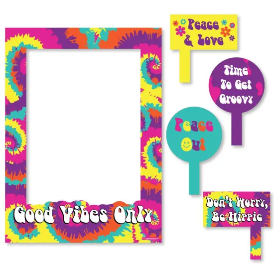 Big Dot of Happiness 60's Hippie - 1960s Groovy Party Selfie Photo Booth Picture Frame & Props - Printed on Sturdy Material {7}
