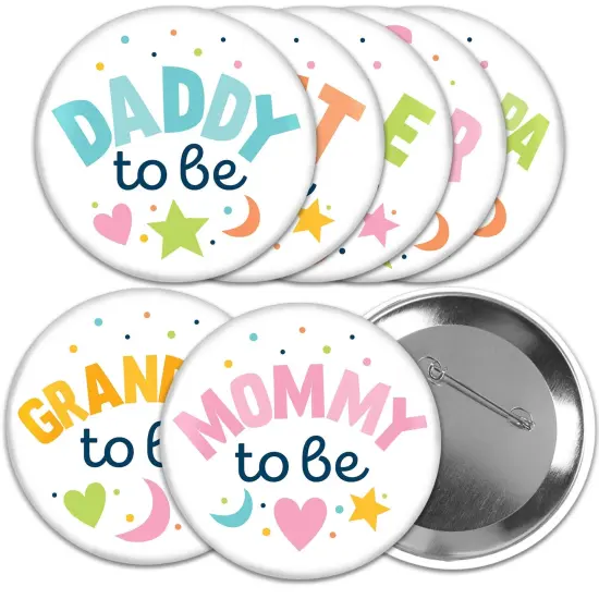 Big Dot of Happiness Colorful Baby Shower - 3 inch Gender Neutral Party Badge - Pinback Buttons - Set of 8 {1}
