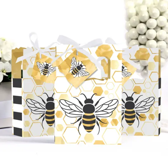 Big Dot of Happiness Little Bumblebee - Bee Baby Shower or Birthday Party Favor Boxes - Set of 12 {4}