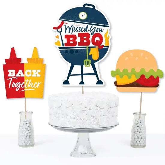 Big Dot of Happiness Missed You BBQ - Backyard Summer Picnic Party Centerpiece Sticks - Table Toppers - Set of 15 {4}