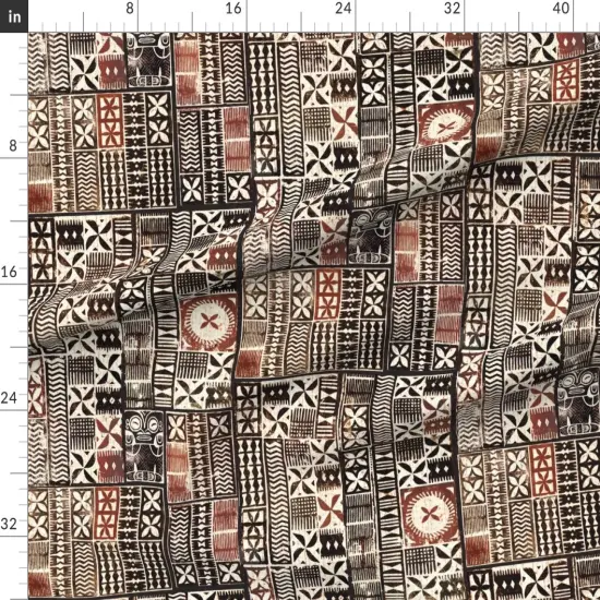 Various Fabrics by the Yard or Fat Quarter Brown, Mudcloth, Panpacific, Tapa, Tiki, Aloha, Hawaii, Fiji, Custom Printed Fabric by Spoonflower {1}