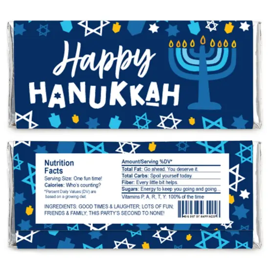 Big Dot of Happiness Hanukkah Menorah - Candy Bar Wrapper Chanukah Holiday Party Favors - Set of 24 {3}