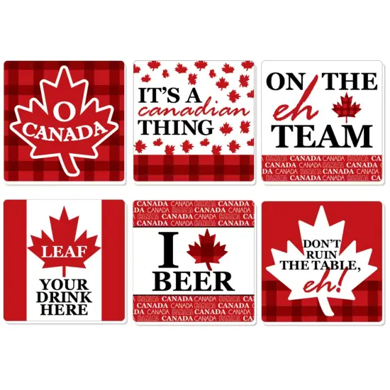Big Dot of Happiness Canada Day - Funny Canadian Party Decorations - Drink Coasters - Set of 6 {1}