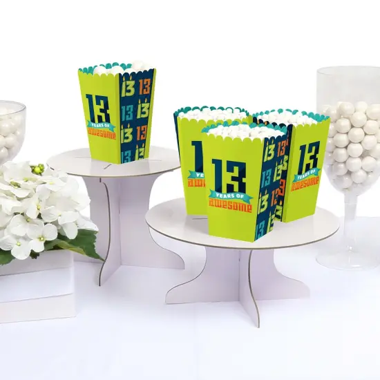 Big Dot of Happiness Boy 13th Birthday - Official Teenager Birthday Party Favor Popcorn Treat Boxes - Set of 12 {4}