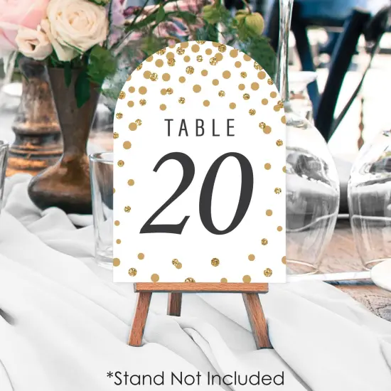 Big Dot of Happiness Gold Wedding - Wedding Receptions, Parties or Events Double-Sided 5 x 7 inches Cards - Table Numbers - 1-20 {4}