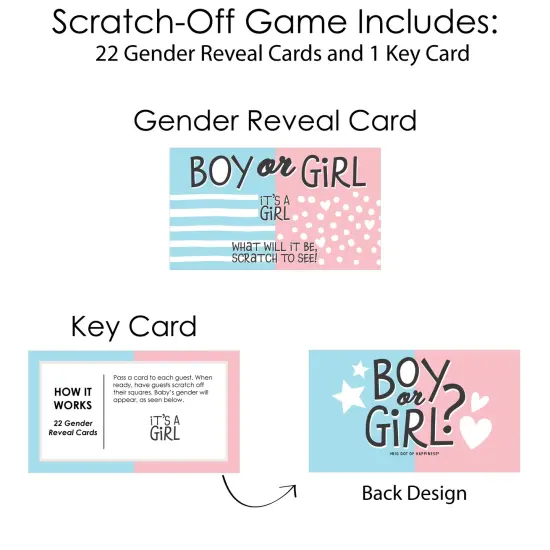 Big Dot of Happiness Girl Baby Gender Reveal - Team Boy or Girl Party Game Scratch Off Cards - Baby Shower Game - 22 Count {6}