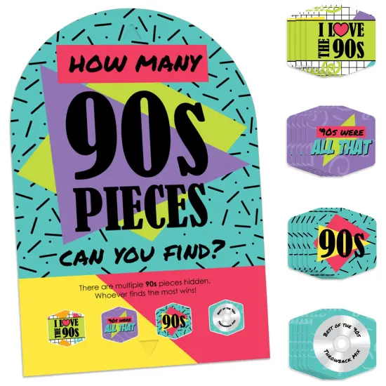 Big Dot of Happiness 90&rsquo;s Throwback - 1990s Party Scavenger Hunt - 1 Stand and 48 Game Pieces - Hide and Find Game {1}