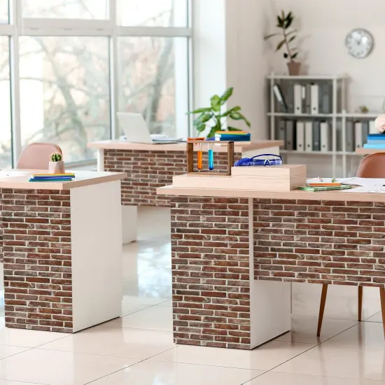 Peel and Stick Decorative Paper Roll, 17-1/2" x 10 ft, Red Brick {2}