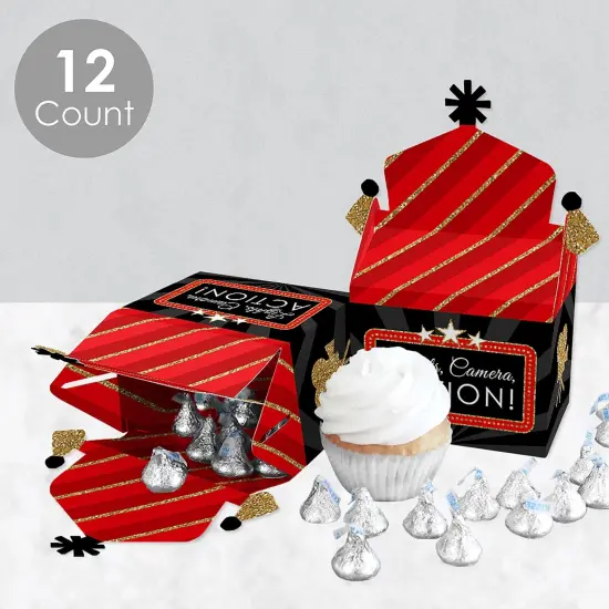 Big Dot of Happiness Red Carpet - Treat Box Party Favors - Movie Night Party Goodie Gable Boxes - Set of 12 {4}