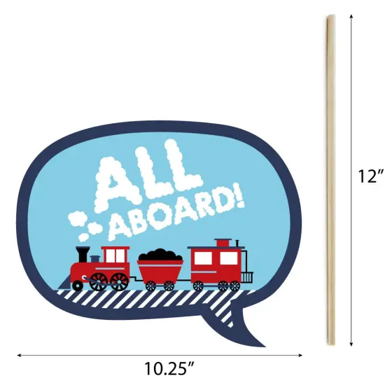 Big Dot of Happiness Railroad Party Crossing - Steam Train Birthday Party or Baby Shower Photo Booth Props Kit - 20 Count {7}