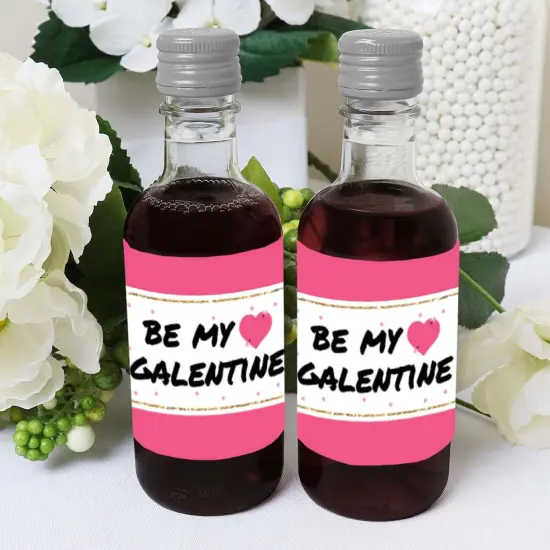 Big Dot of Happiness Be My Galentine - Mini Wine and Champagne Bottle Label Stickers - Galentine's and Valentine's Day Party Favor Gift - Set of 16 {6}