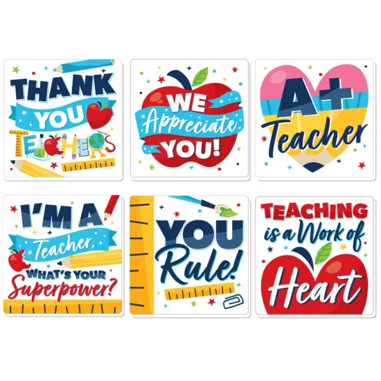 Big Dot of Happiness Thank You Teachers - Teacher Appreciation Decorations - Drink Coasters - Set of 6 {1}