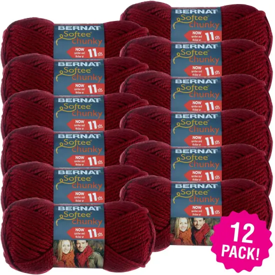Multipack of 12 - Bernat Softee Chunky Yarn-Wine {1}