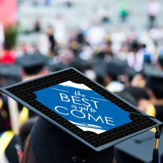 Big Dot of Happiness Blue Grad - Best is Yet to Come - Royal Blue Graduation Cap Decorations Kit - Grad Cap Cover {4}