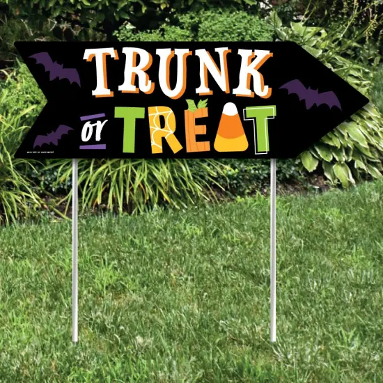 Big Dot of Happiness Trunk or Treat - Halloween Car Parade Party Sign Arrow - Double Sided Directional Yard Signs - Set of 2 {3}