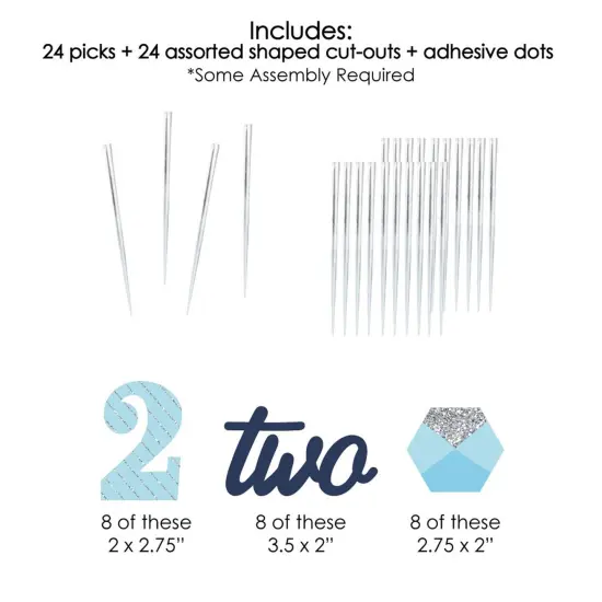 Big Dot of Happiness 2nd Birthday Boy - Two Much Fun - Dessert Cupcake Toppers - Second Birthday Party Clear Treat Picks - Set of 24 {7}