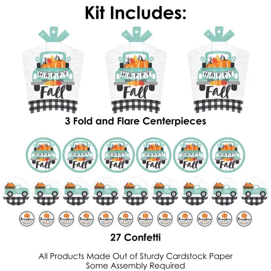 Big Dot of Happiness Happy Fall Truck - Harvest Pumpkin Party Decor and Confetti - Terrific Table Centerpiece Kit - Set of 30 {4}