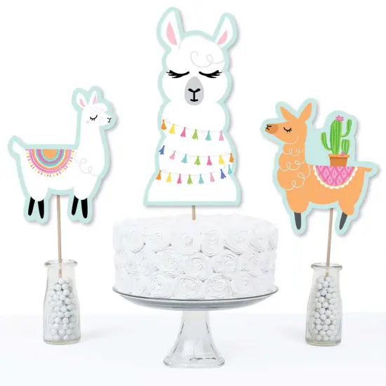 Big Dot of Happiness Whole Llama Fun - Llama Fiesta Baby Shower or Birthday Party Centerpiece Sticks - Table Toppers - Set of 15 {4}