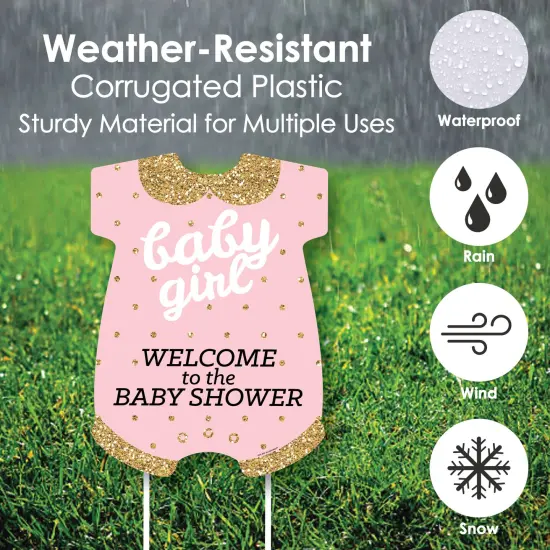 Big Dot of Happiness Hello Little One - Pink and Gold - Party Decorations - It's A Girl Baby Shower Welcome Yard Sign {4}