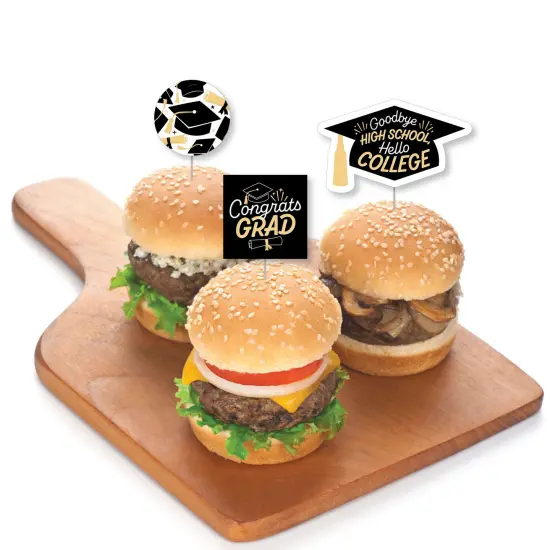 Big Dot of Happiness Hello College Graduation Party - Dessert Cupcake Toppers - Clear Treat Picks - Set of 24 {4}