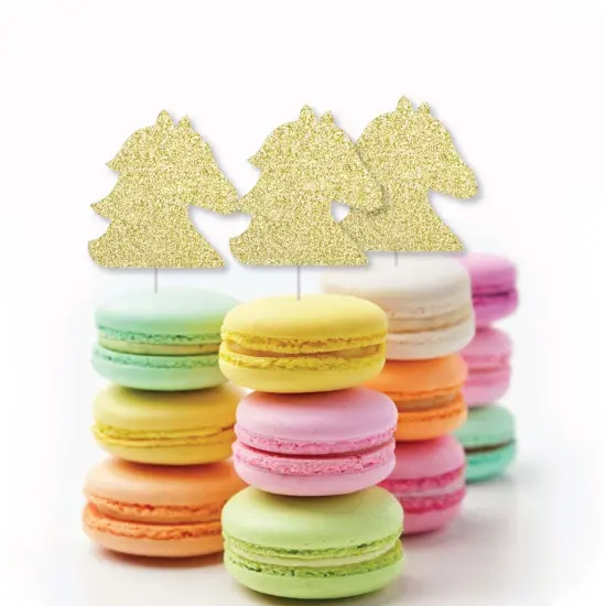 Big Dot of Happiness Gold Glitter Horse - No-Mess Real Gold Glitter Cut-Outs - Kentucky Horse Derby Horse Race Party Confetti - Set of 24 {6}