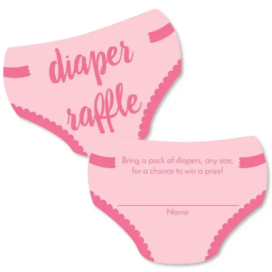 Big Dot of Happiness Baby Girl - Diaper Shaped Raffle Ticket Inserts - Pink Baby Shower Activities - Diaper Raffle Game - Set of 24 {1}