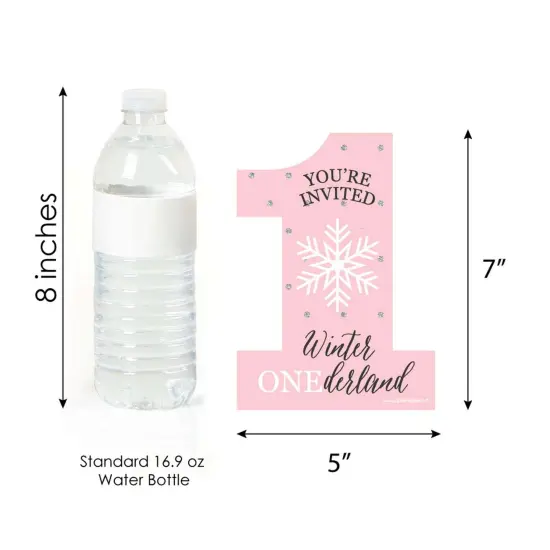Big Dot of Happiness Pink Onederland - Shaped Fill-in Invitations - Snowflake Winter Wonderland Birthday Party Invite Cards with Envelopes - Set of 12 {6}