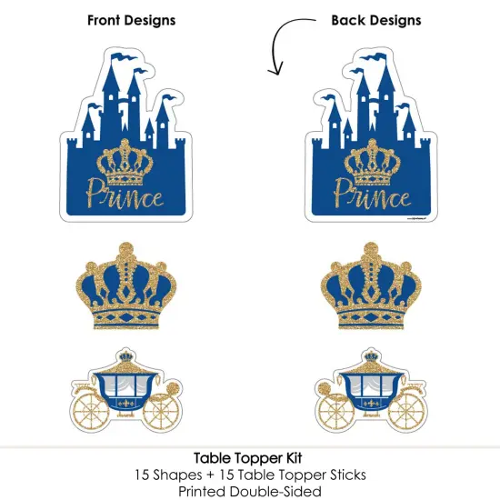 Big Dot of Happiness Royal Prince Charming - Baby Shower or Birthday Party Centerpiece Sticks - Table Toppers - Set of 15 {6}