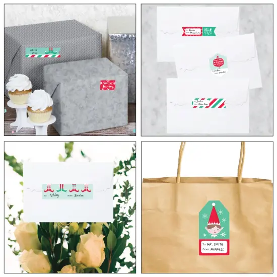 Big Dot of Happiness Elf Squad - Assorted Kids Elf Christmas and Birthday Party Gift Tag Labels - To and From Stickers - 12 Sheets - 120 Stickers {7}